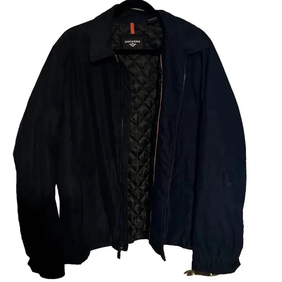 Dockers Men's Utility Jacket Navy Blue Size L Mid-Length Casual Zip-Up - Picture 1 of 15